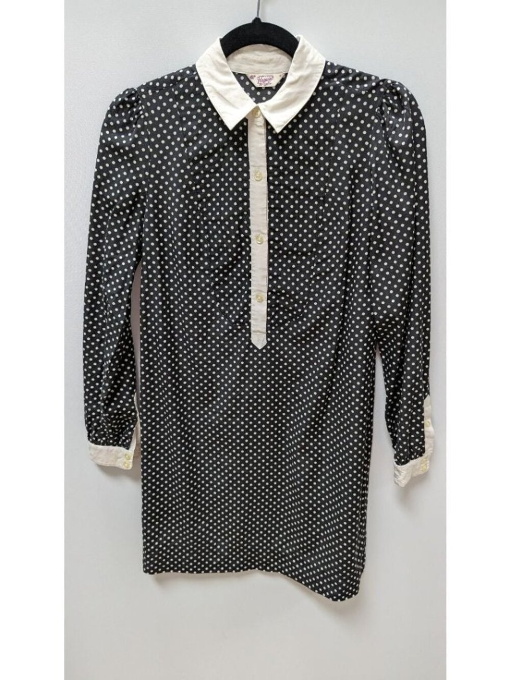 Original Penguin Black Polka-Dot Silk-Blend Shift Dress
